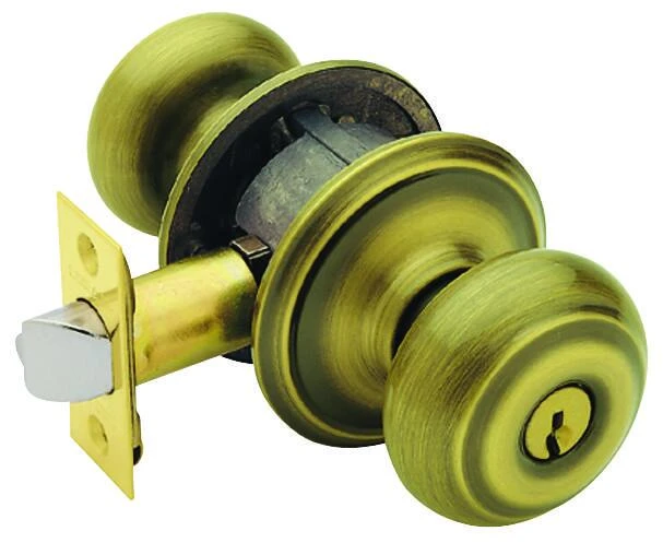 Georgian Antique Brass Keyed Entry Door Knob F51vgeo609