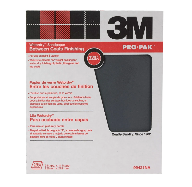 Silicon Carbide Sandpaper, 320-Grit, 9 x 11 In., 25-Ct.