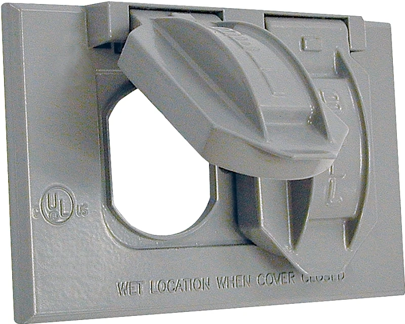5180-0 Horizontal Mount Duplex Aluminum Gray Weatherproof Outdoor Outlet Cover