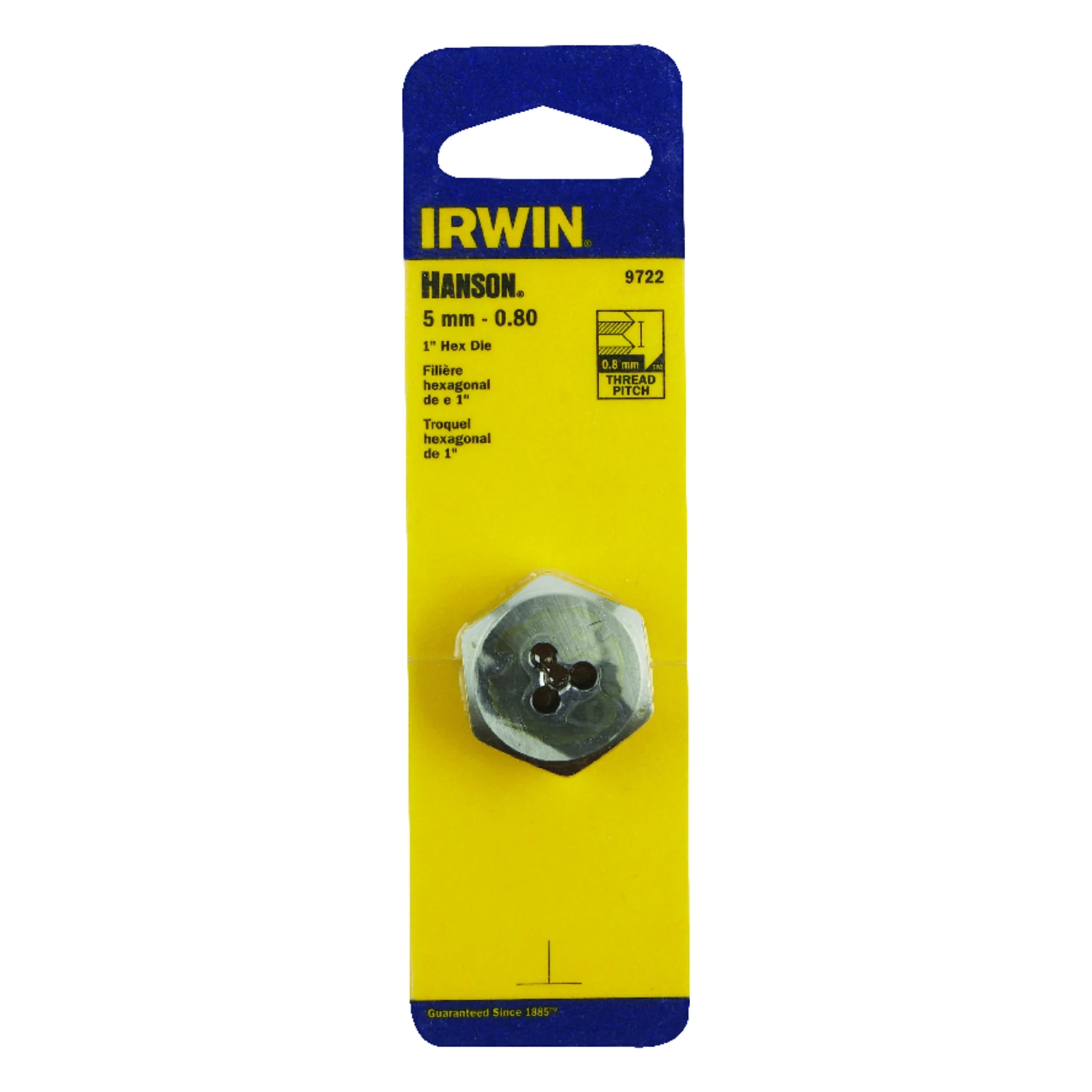 9722zr High Carbon Steel Metric Hexagon Die, M5-0.8 Thread, Right Hand Thread