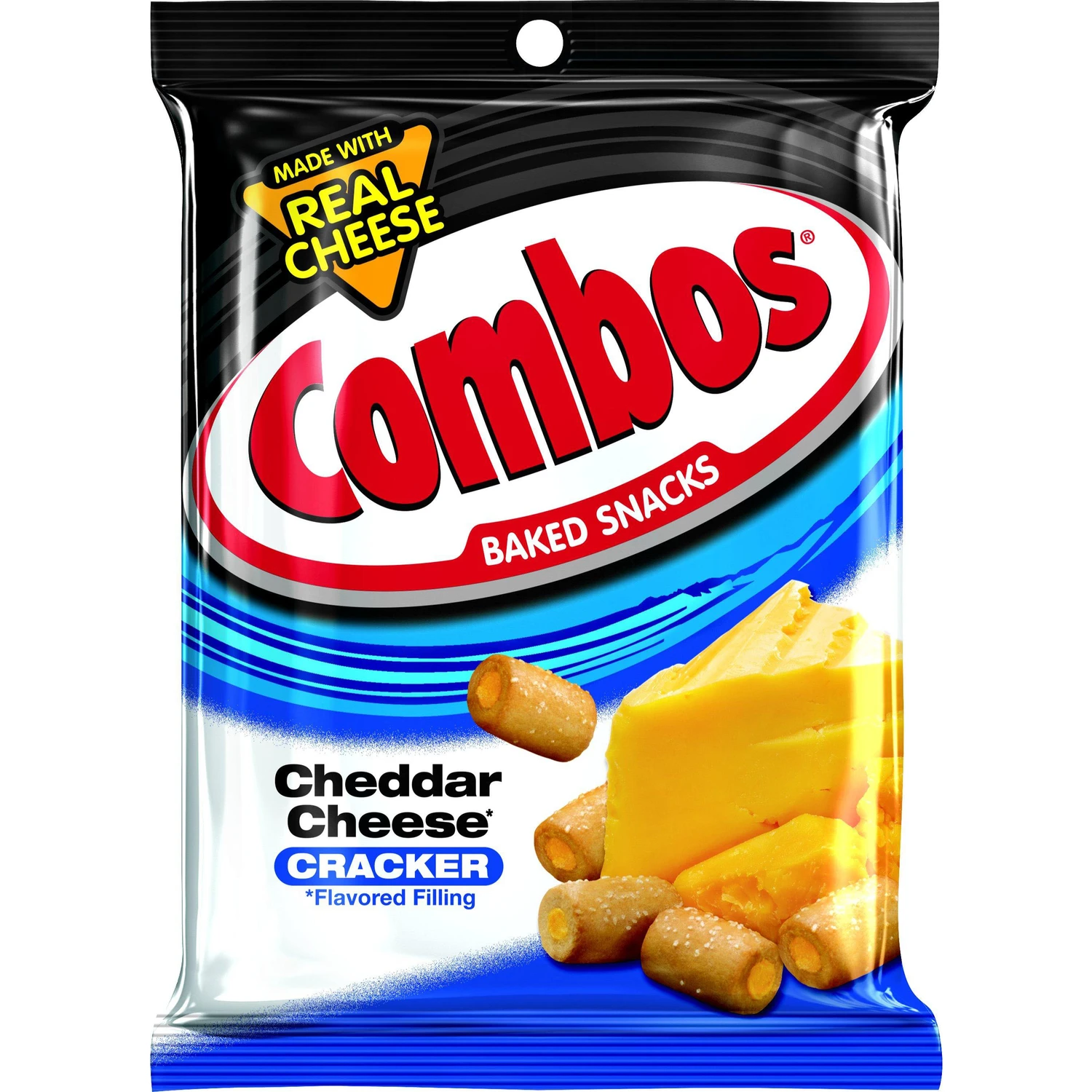 Combos Baked Snacks Cheddar Cheese Filled Crackers 6.3 oz Packet