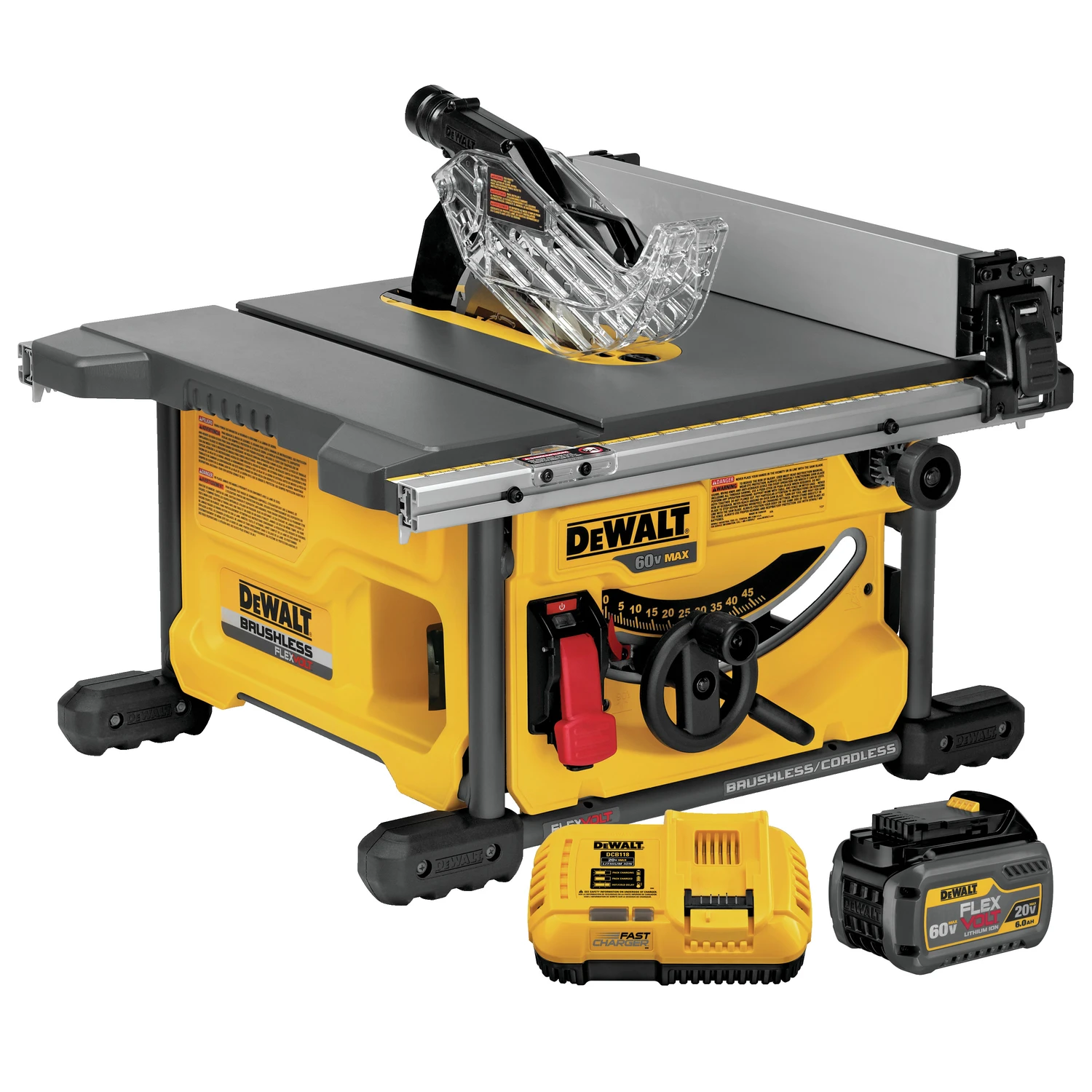 Flexvolt 60v Max Brushless 8-1/4 In. Cordless Table Saw Kit With 6.0 Ah Battery & Charger