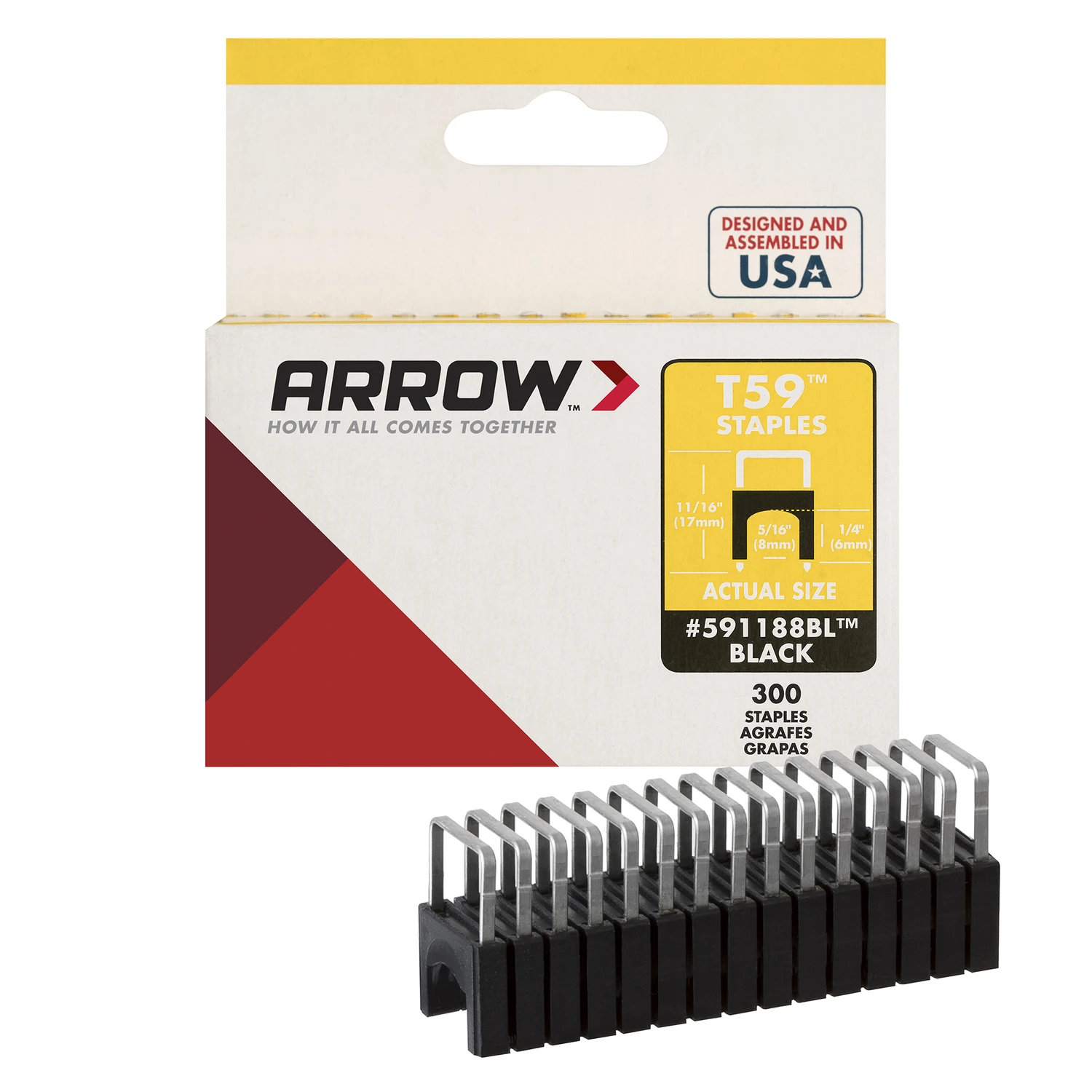 Arrow Fastener T59 5/16 in. L x 1/2 in. W Wide Crown Insulated Staples 300 pk