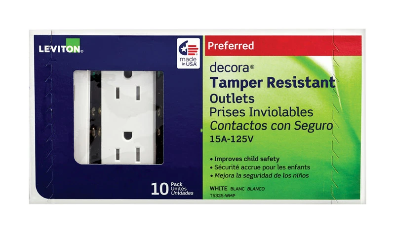 Decora 15a Tamper Resistant Duplex Outlet 5-15r 10-pack, 125v, Model M22-t5325-wmp