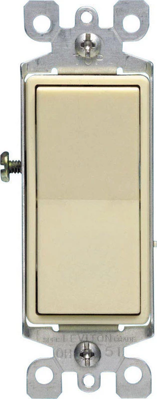 Leviton S11-05603-2IS Rocker Switch with Ground Screw, 15 A, 120/277 V, 3-Way, Lead Wire Terminal