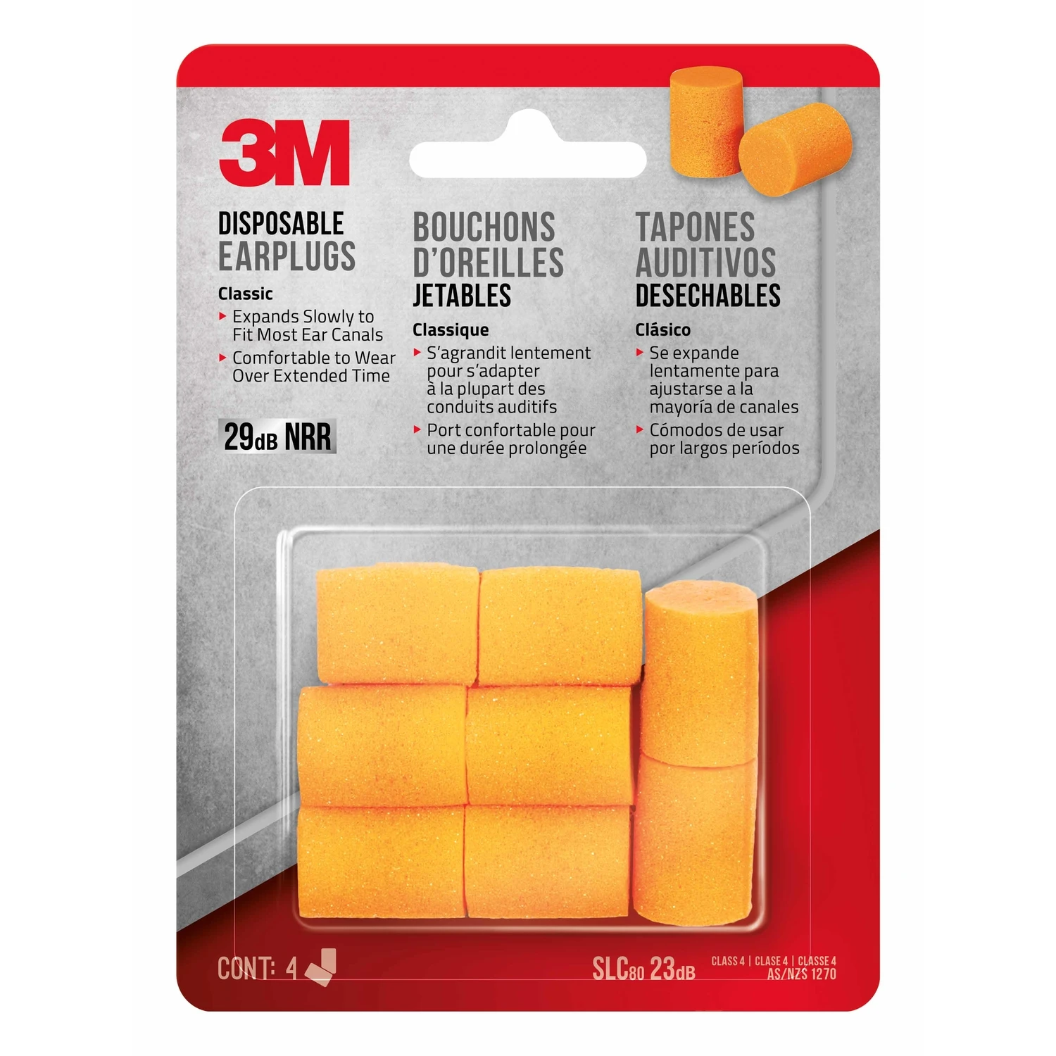 Tekk Protection Disposable Ear Plugs, 29 Db Nrr, Foam, Orange, 4 Pair