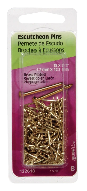 Hillman 18 Ga. X 1/2 in. L Brass Escutcheon Pins 1 pk 2 oz Hillman 18 Ga. X 1/2 in. L Brass Escutcheon Pins 1 pk 2 oz