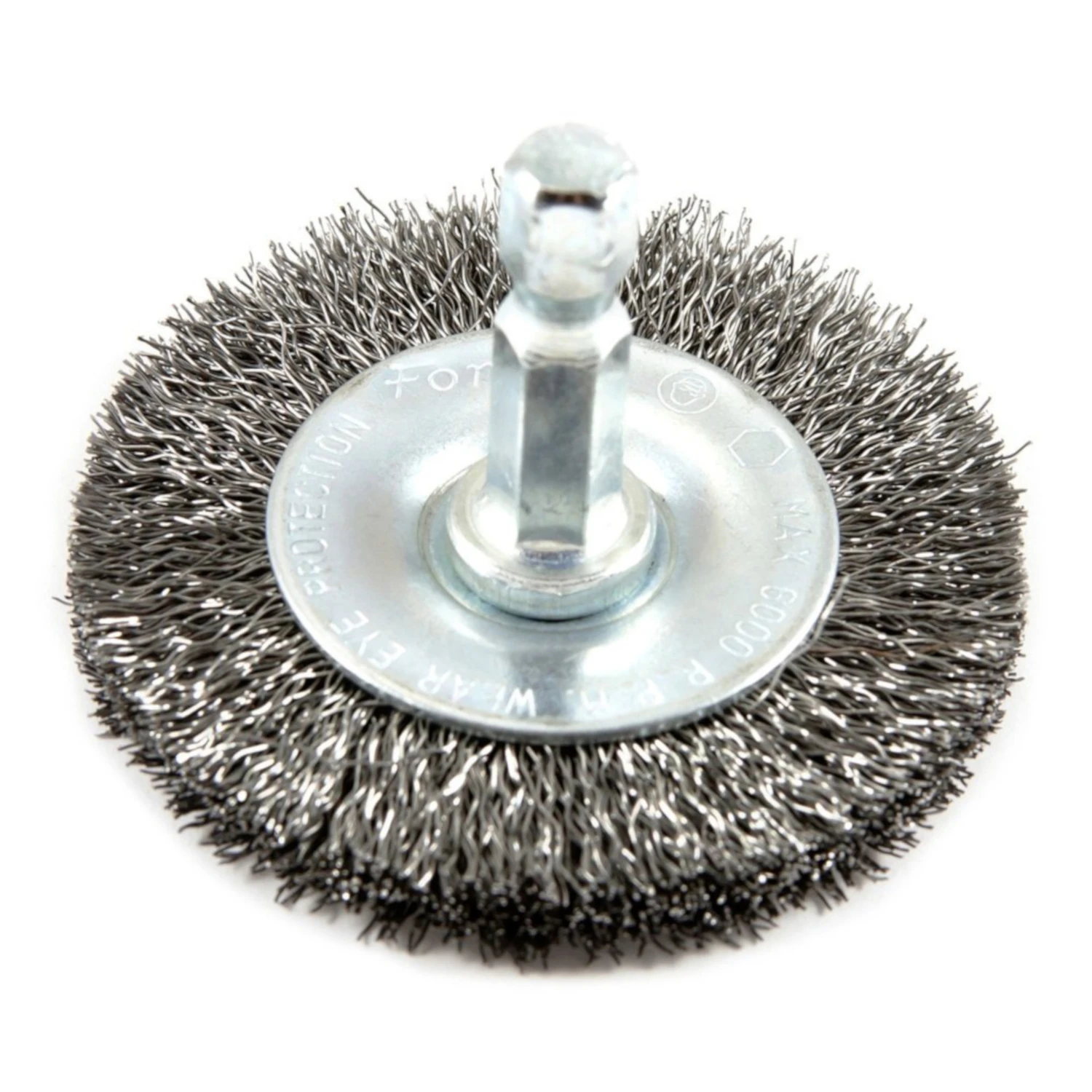 3 In. Crimped Wire Wheel Brush With 1/4 In. Hex Shank, Coarse