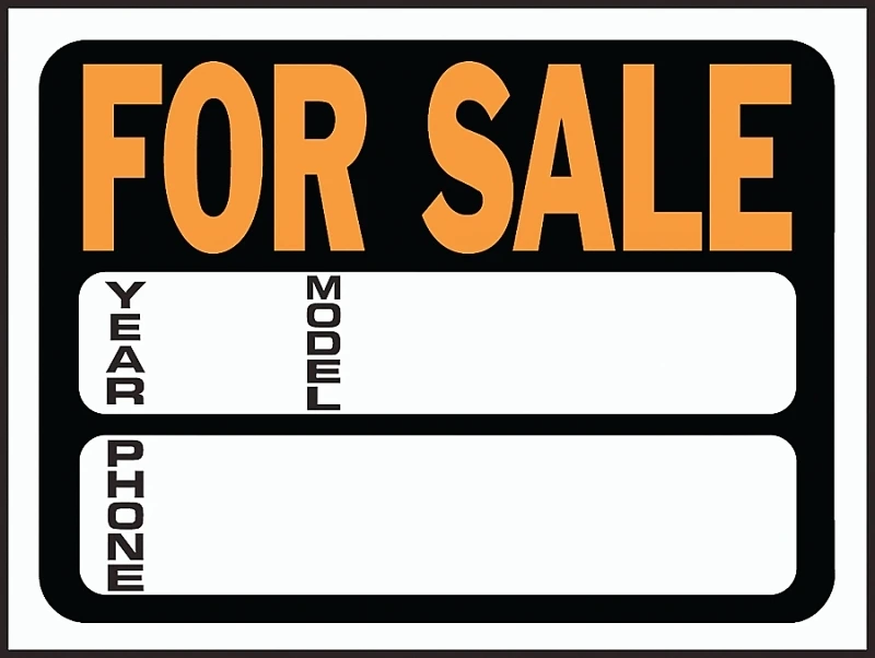 9x12 Plastic Auto For Sale Sign With Fluorescent Orange Letters