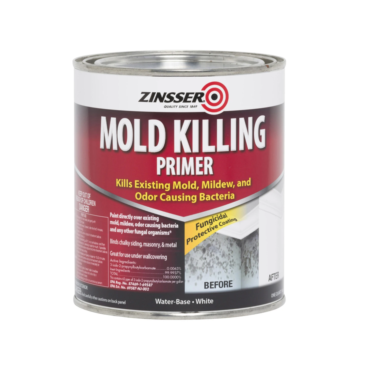 Mold Killing Primer, White, Water-based, 1 Quart, Epa Registered