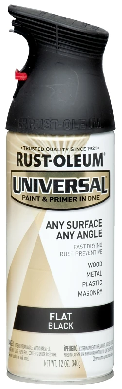 Universal Flat Black Spray Paint, 12 Oz Can - Model 245198