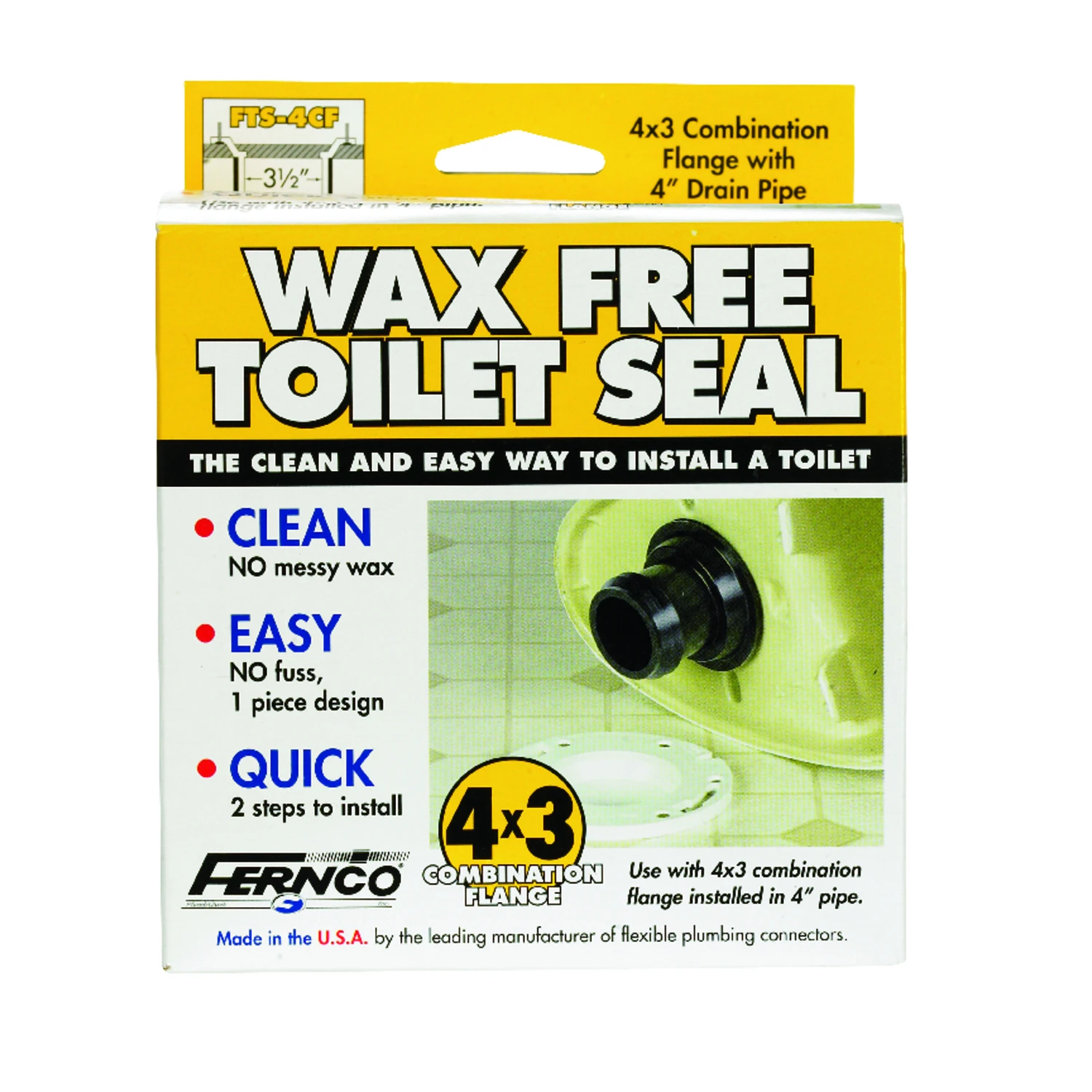 Fts-4cf Wax-free Toilet Seal For 4" X 3" Drain Pipes