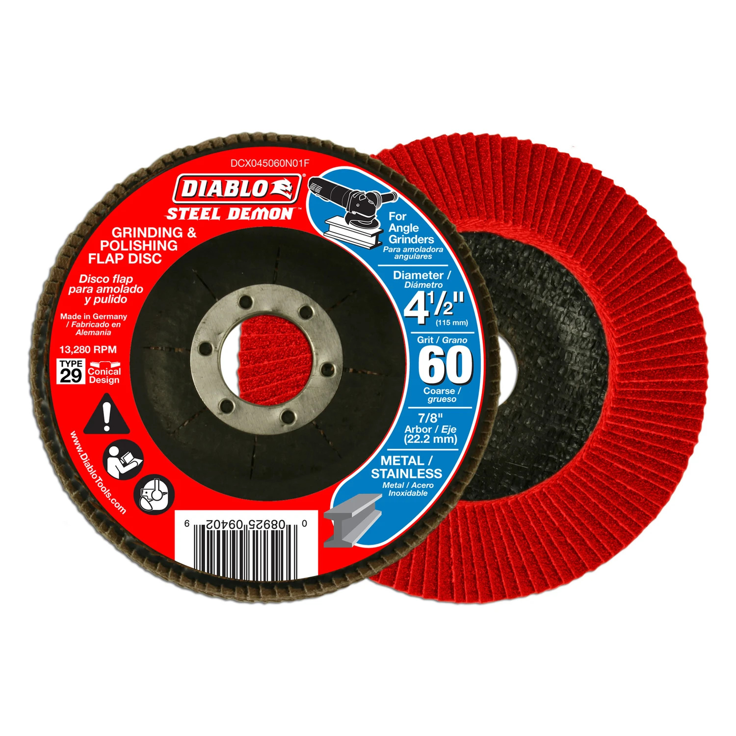 Diablo Steel Demon 4-1/2 in. D X 7/8 in. Zirconia Flap Disc 60 Grit 1 pk