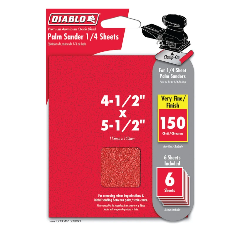 Sanding Sheets, Clamp On, 150 Grit, 4-1/2 x 5-1/2-In., 6-Pk.