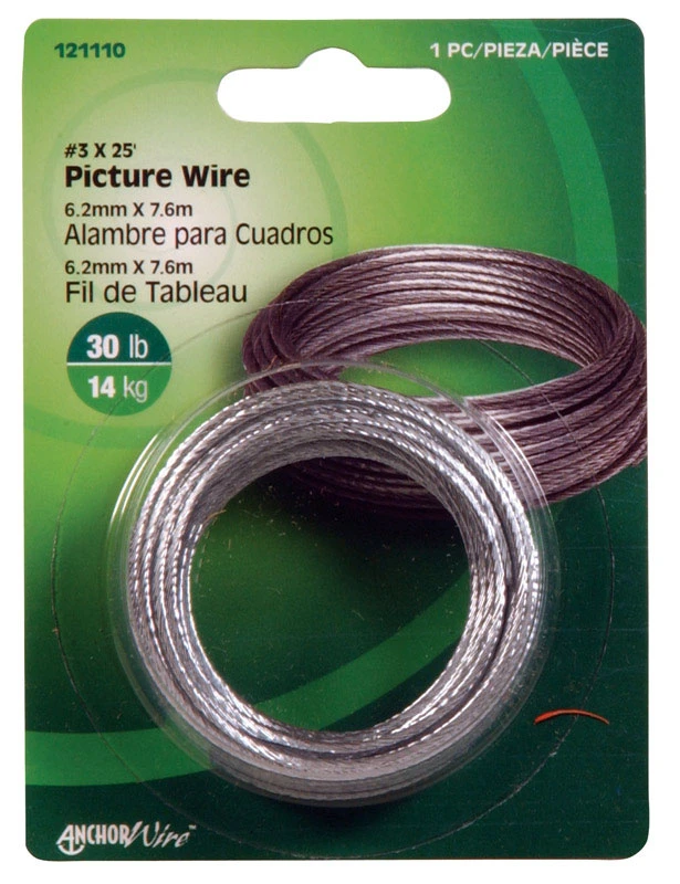 Hillman AnchorWire Steel-Plated Silver Braided Picture Wire 30 lb 10 pk Hillman AnchorWire Steel-Plated Silver Braided Picture Wire 30 lb 10 pk