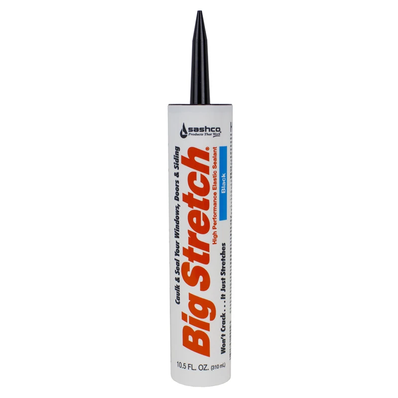 Big Stretch Rubber Sealant, Water-Based Acrylic, Black, 10.5-oz.