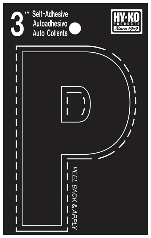3 In. Black Vinyl Self-adhesive Letter P - Weather-resistant Die-cut