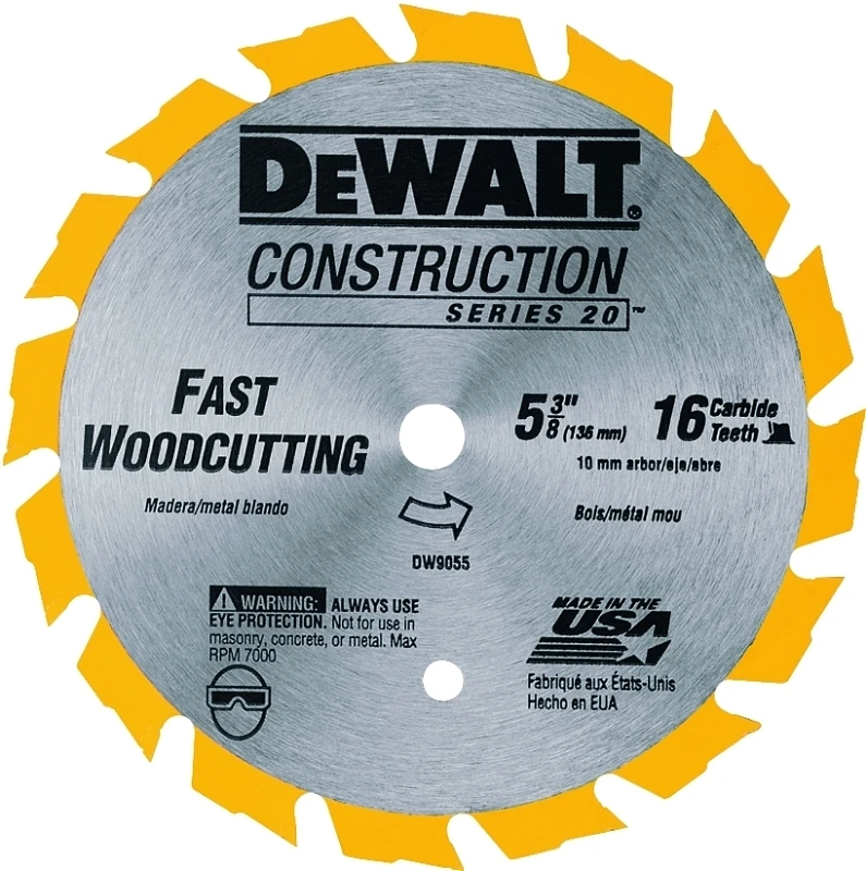 Carbide Cordless Saw Blade, 16 Tooth, 5 and 3 Eighths Inch Diameter