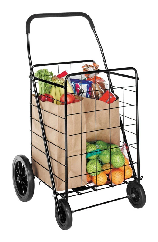 Extra Large Deluxe Utility Cart - Black Steel Frame, 40.1 In. H X 24.5 In. W
