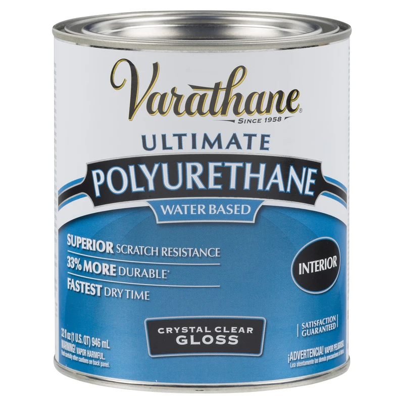 Gloss No Odor Water Based Interior Polyurethane, 1 Quart, Crystal Clear Finish