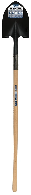 49330 Round Point Shovel, 9-1/2 In W Blade, 14 Ga Steel, 48 In Hardwood Handle