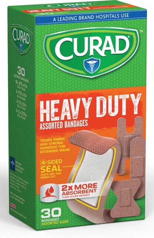 Extreme Hold Assorted Bandages, 30 Ct., Heavy Duty Fabric, Sterile, Cur14924rb