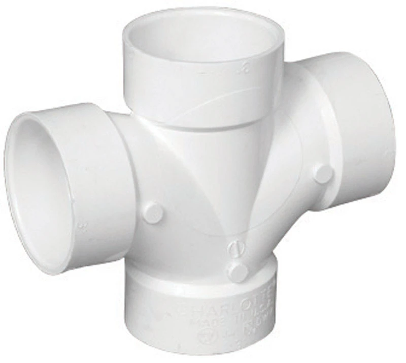 Schedule 40 DWV PVC Double Sanitary Tee, 3 In.