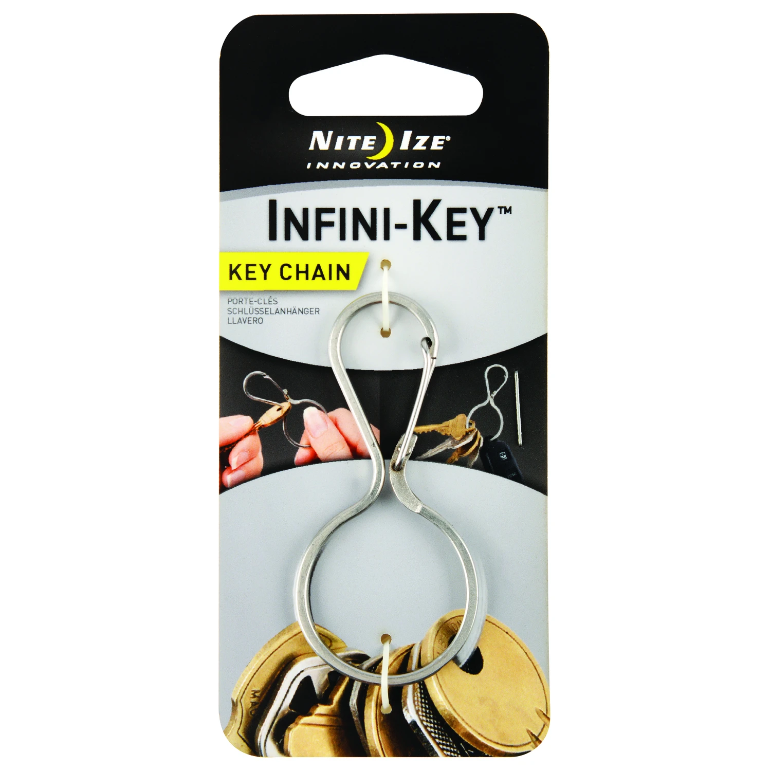 Infini-key Stainless Steel Carabiner Key Chain, 2.49 In. X 1.16 In.