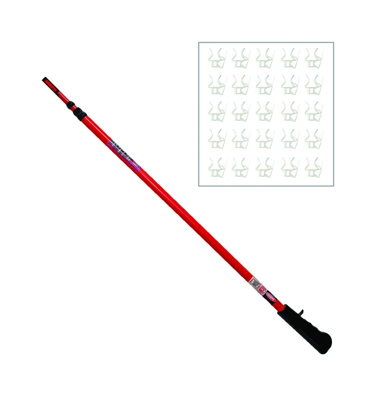 No-Ladder Light-Hanging Pole/Clips, 11-Ft.