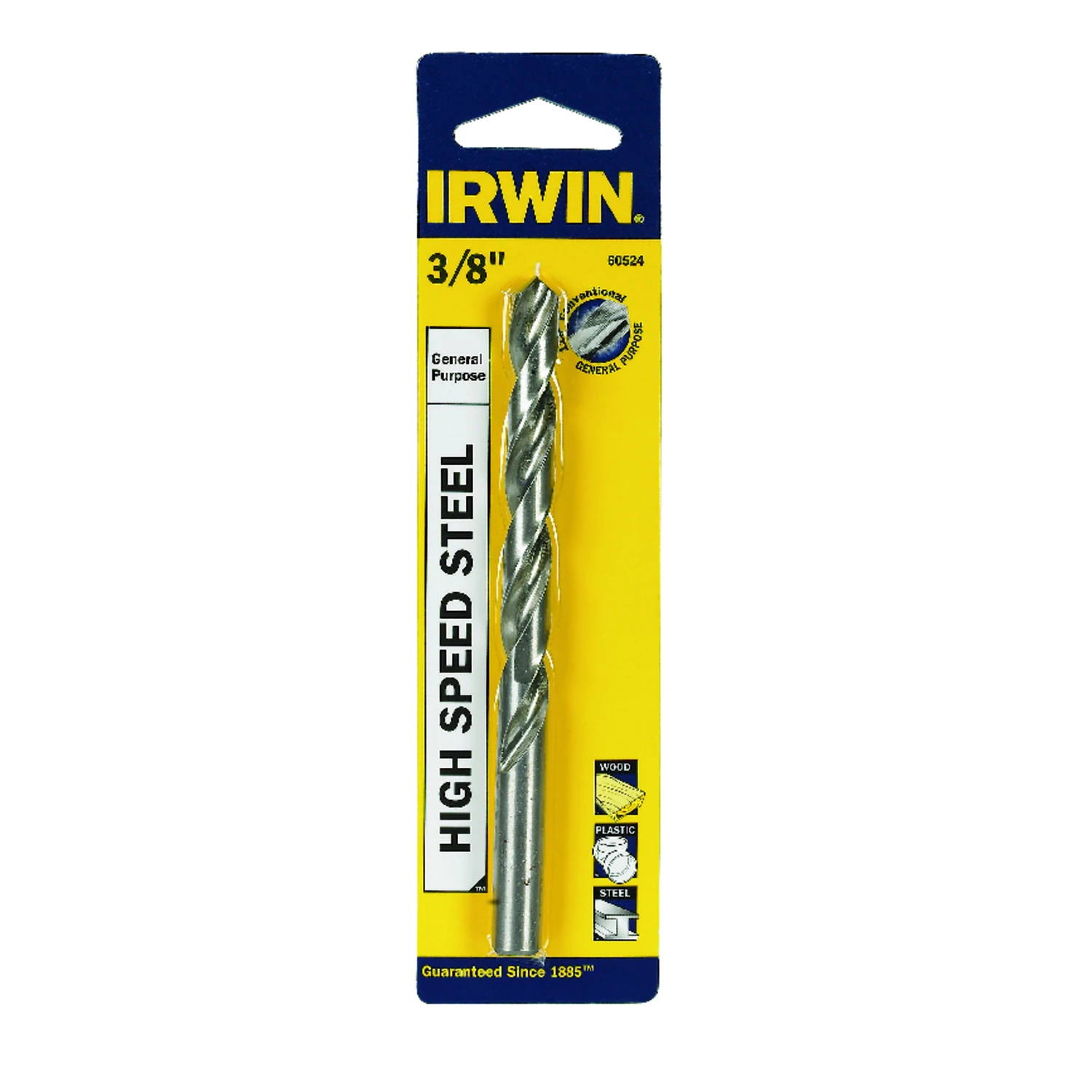 60524 High Speed Steel Jobber Drill Bit, 3/8 In Dia, 3-1/8 In Oal, Straight Shank