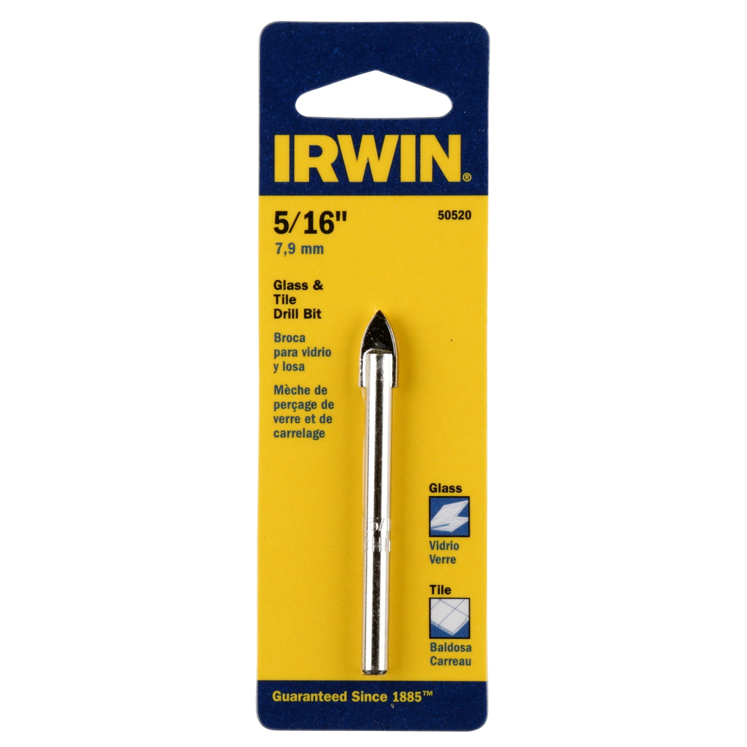 5/16 In. X 4 In. Carbide Tipped Glass & Tile Drill Bit, Model 50520, 1 Pk