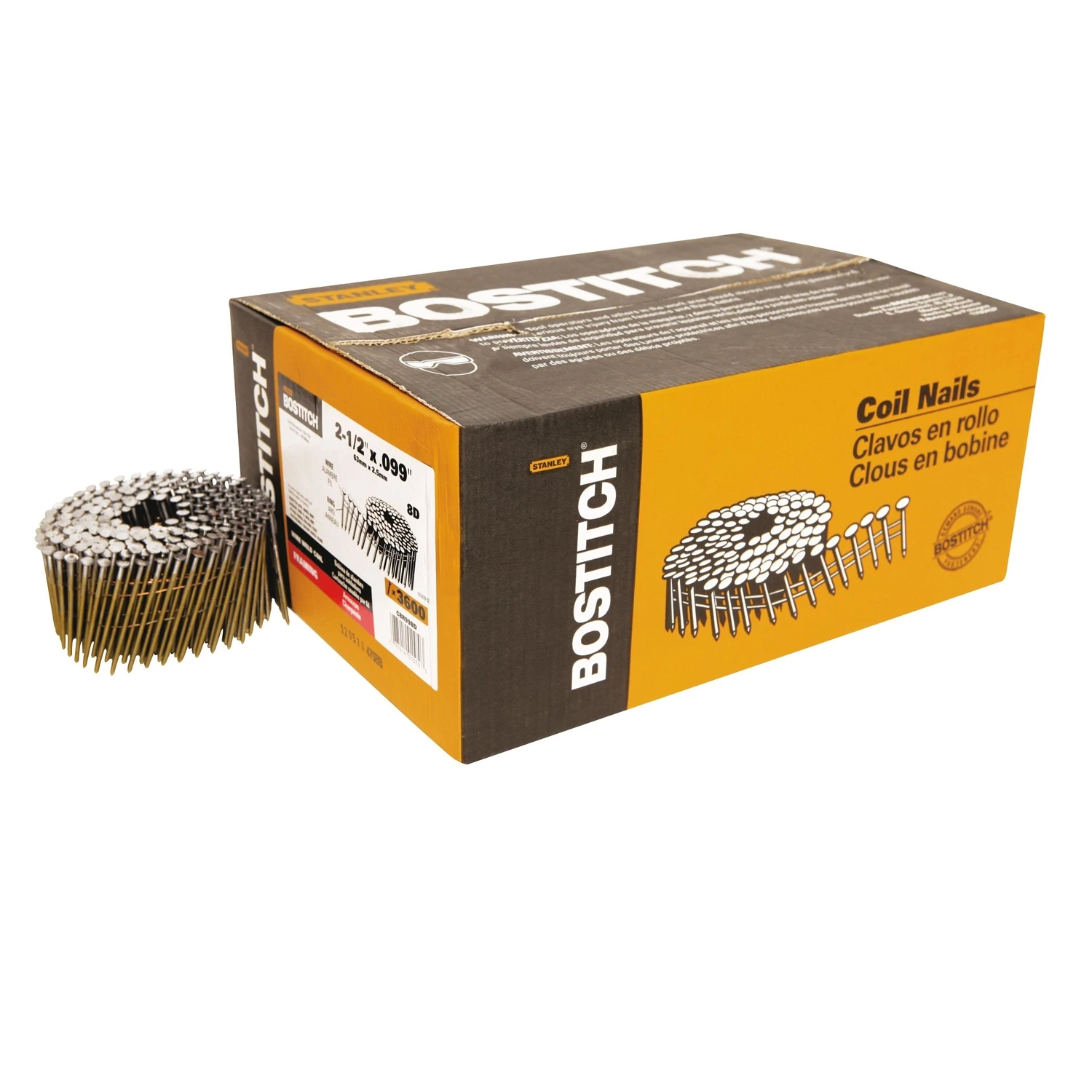Collated Coil Framing Nails, 2-1/2 x .090 In. Galvanized Ring Shank, 3,600-Ct.