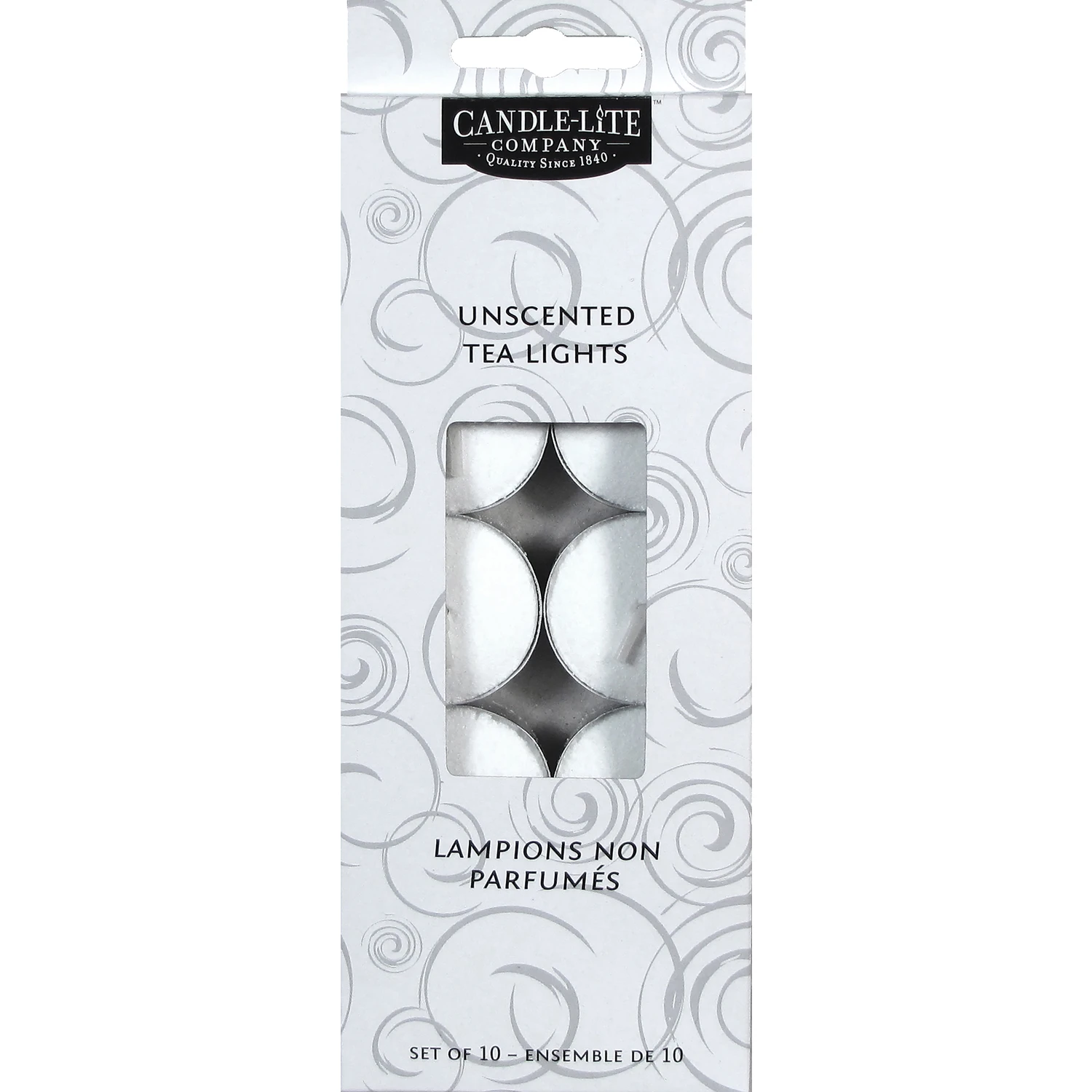 1049595 White Unscented Tea Light Candles 10-pack, 3 Hr Burn Time