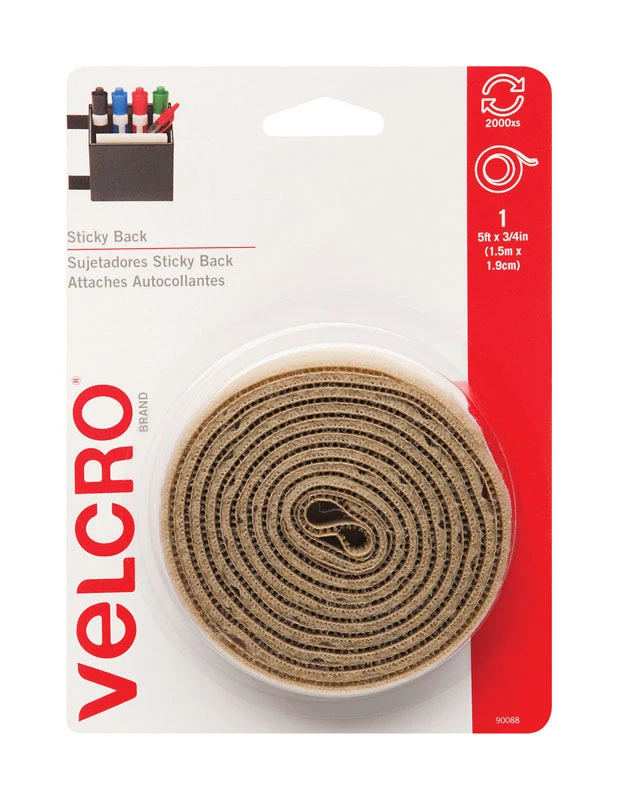 VELCRO Brand 3/4 In. x 5 Ft. Beige Sticky Back Reclosable Hook & Loop Roll