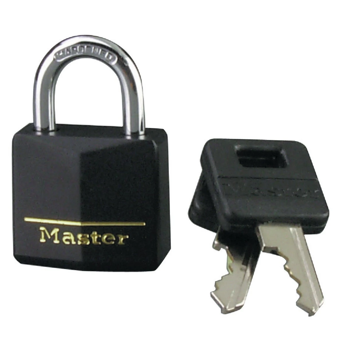 1 and 3/16 Inch Solid Brass Keyed Padlock with Black Covered Keyhead