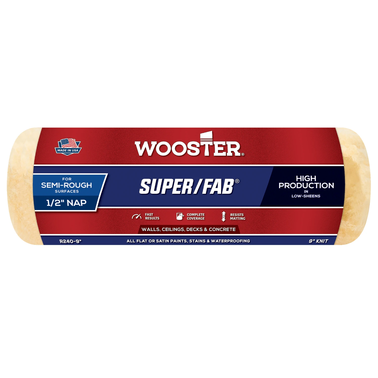 Super/Fab Roller Cover 1/2-In. Nap, 9-In.