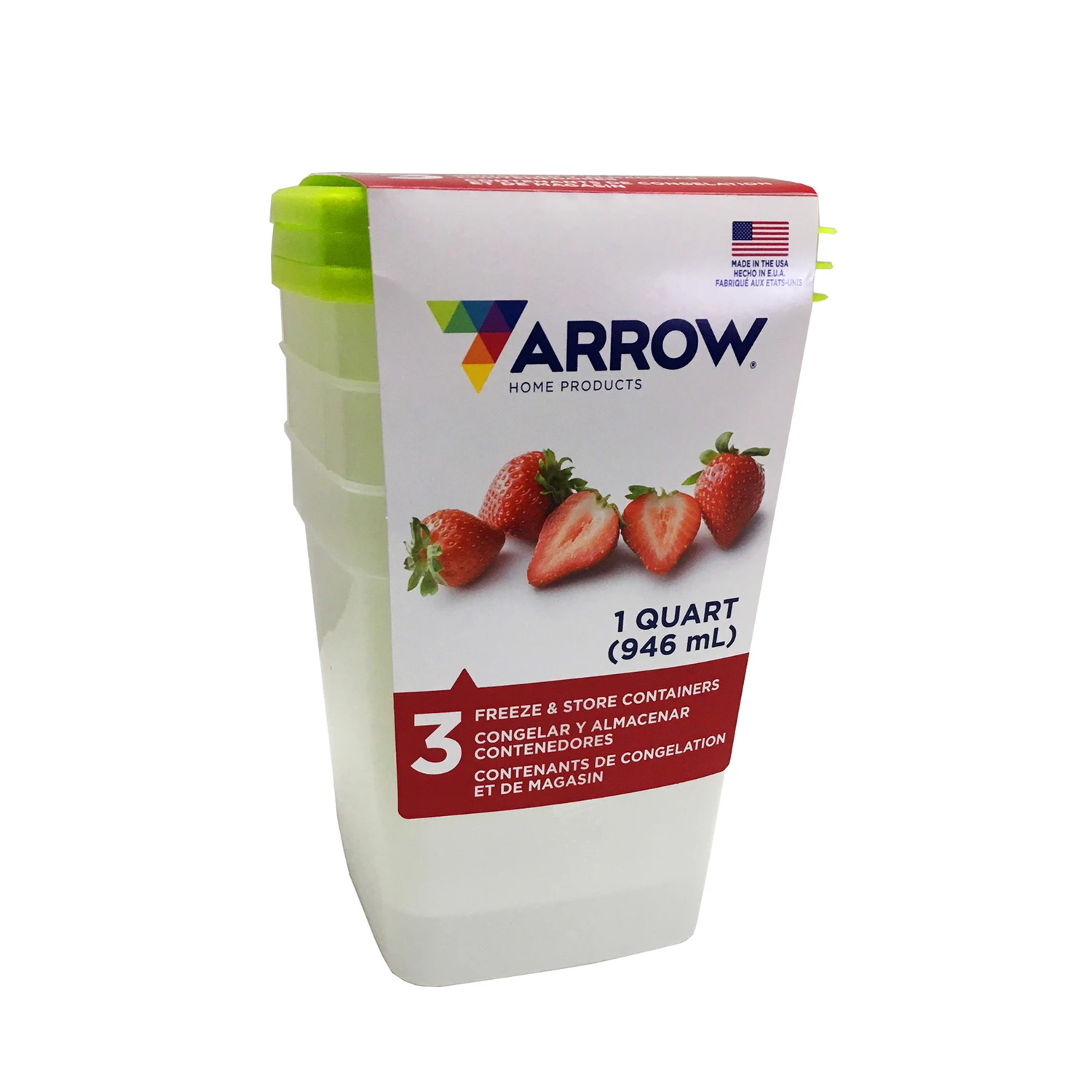 Freezer & Storage Container, 1-Qt., 3-Pk.