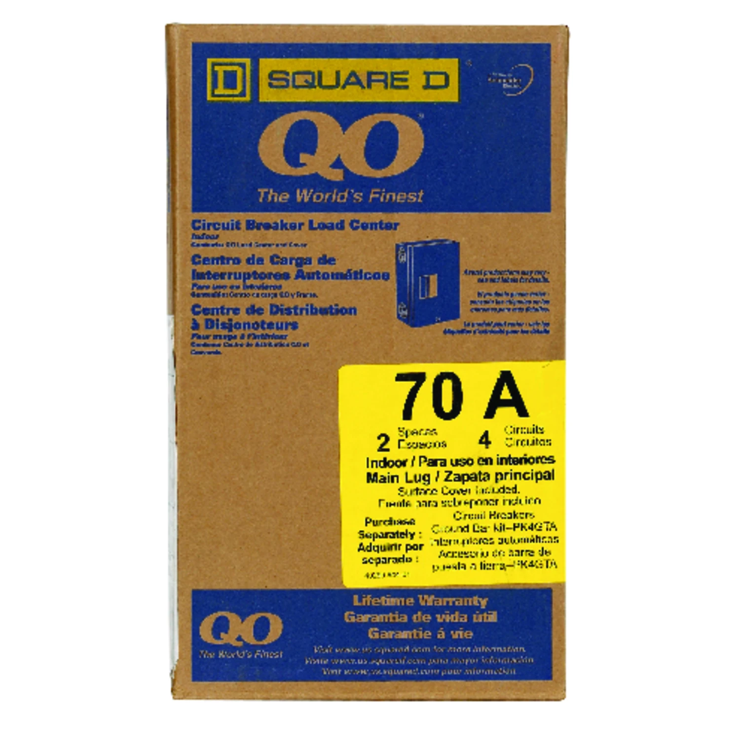 Qo 70a 2-space 4-circuit Indoor Main Lug Load Center Qo24l70scp
