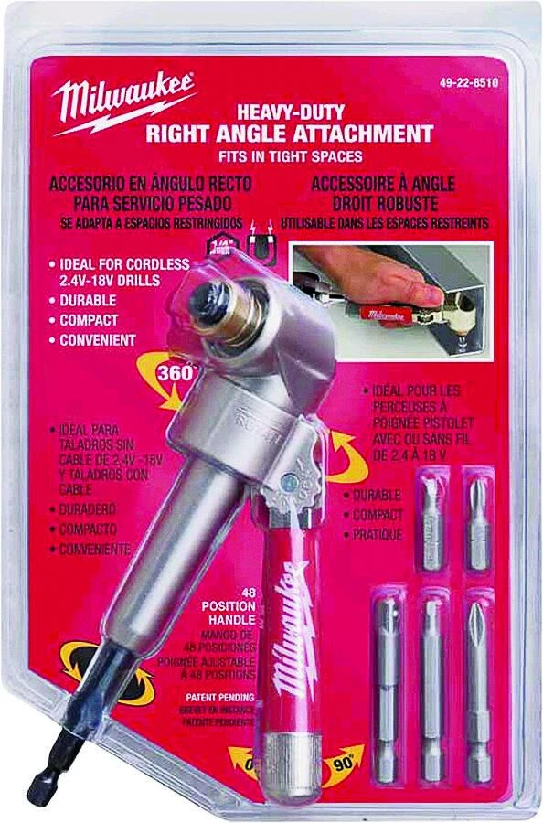 Milwaukee 9-1/2 in. L Metal Right Angle Drill Attachment 1 pc
