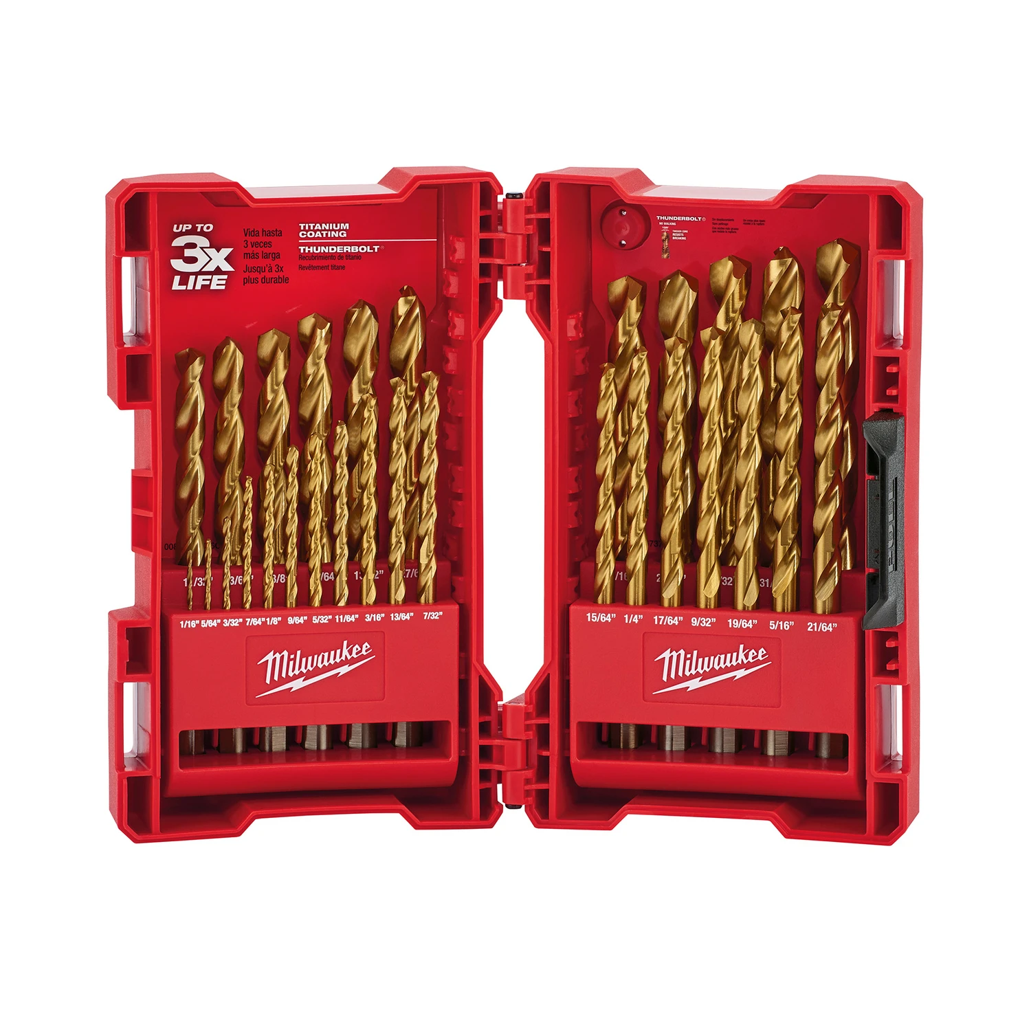 Thunderbolt 29-piece Titanium Drill Bit Set, 1/16 In. To 1/2 In.