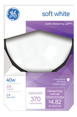 Decorative Globe Light Bulb, White, 3-In. Diam., 40-Watts