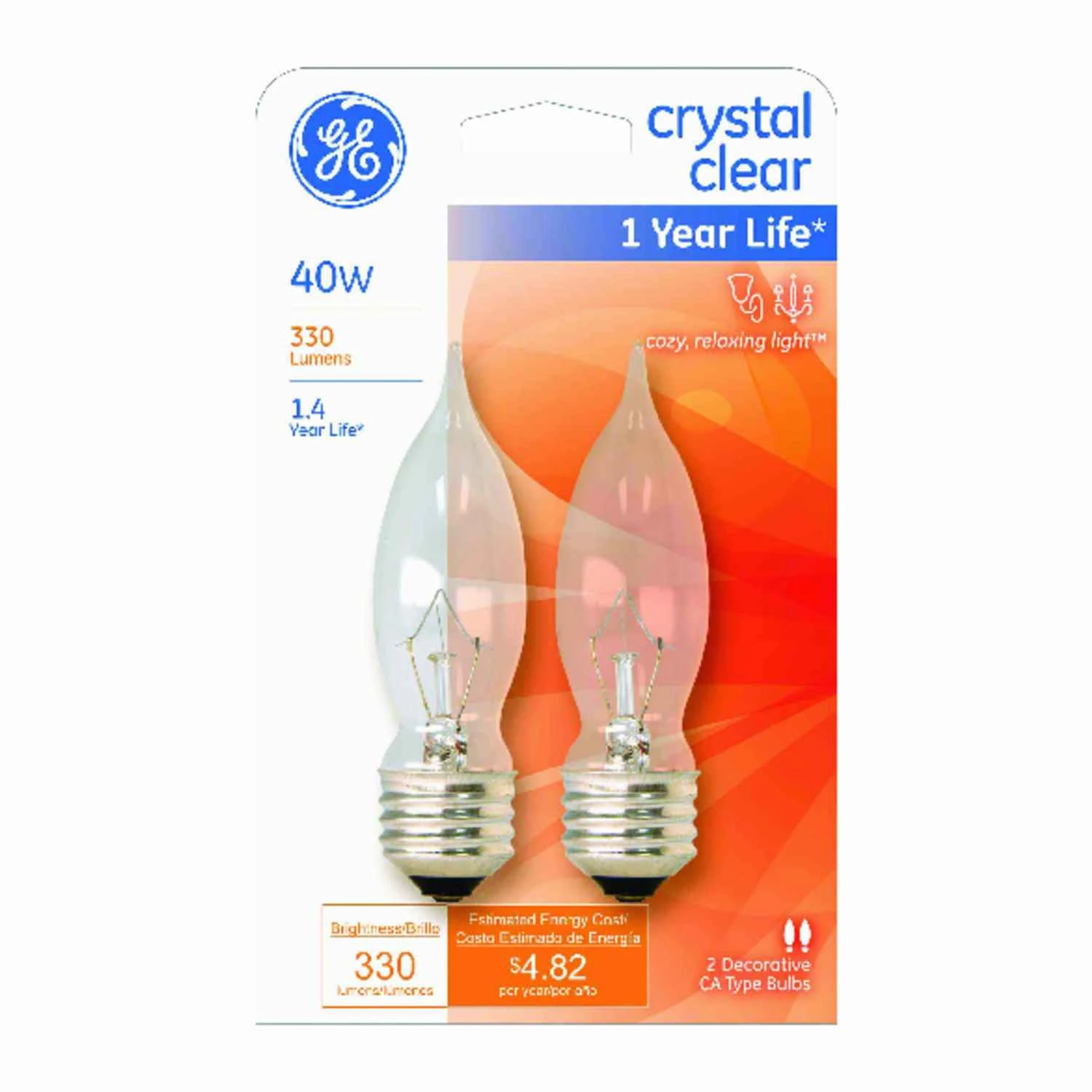 Ge Lighting 66109 Decorative Bent Tip Chandelier Light Bulb