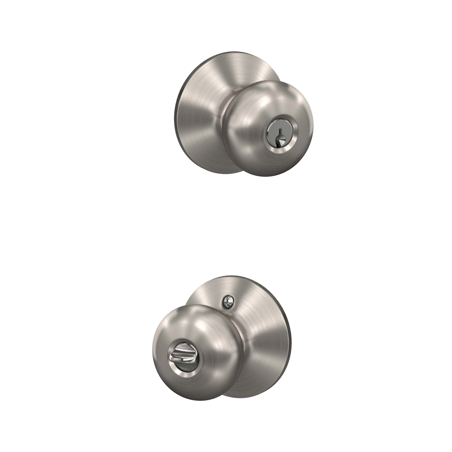 Satin Nickel Plymouth Entrance Knob Lock with Keyed Cylinder