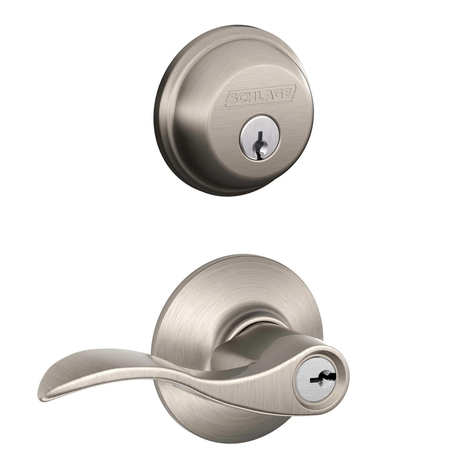 Accent Satin Nickel Single Cylinder Deadbolt & Lever Lockset Fb50nvacc619