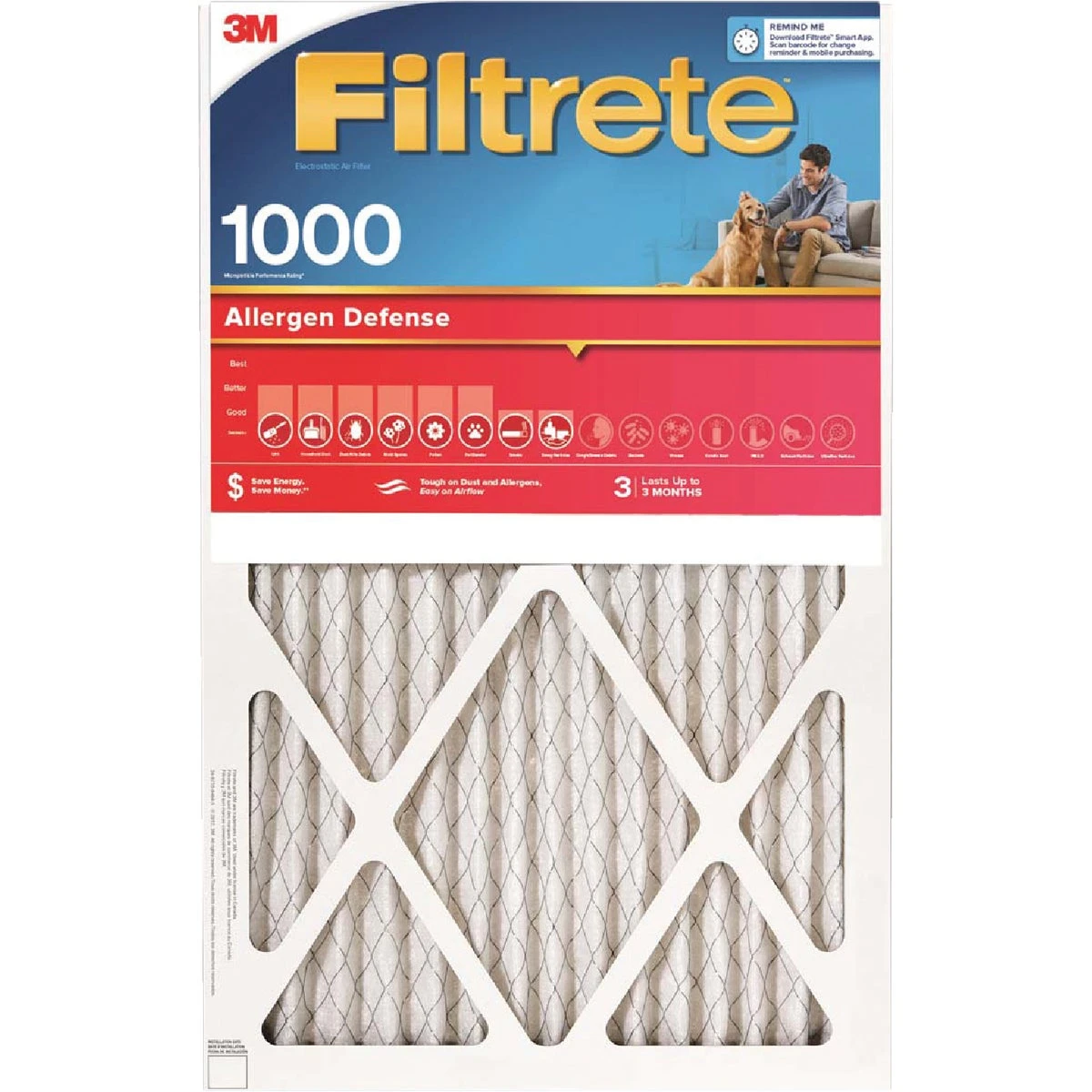 Allergen Defense Red Micro Pleated Air Air Filter, 3 Months, 20x30x1-In.