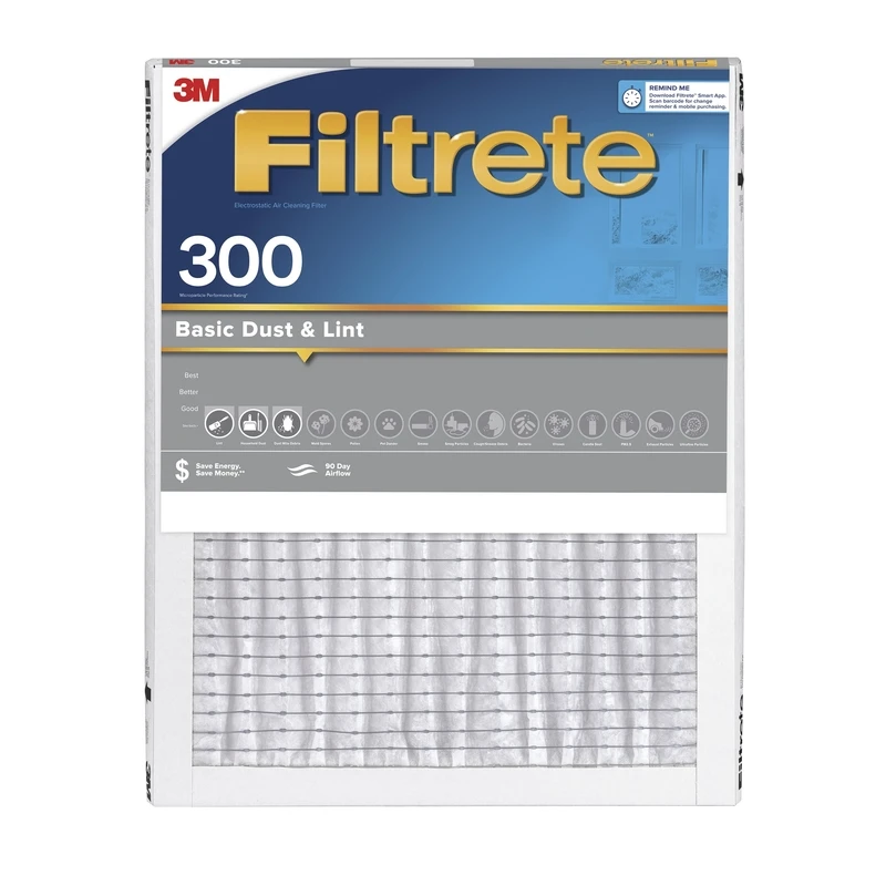 16x20 x 1 In. Basic Dust & Lint Pleated Furnace Air Filter, Gray, MPR 300, 3 Months