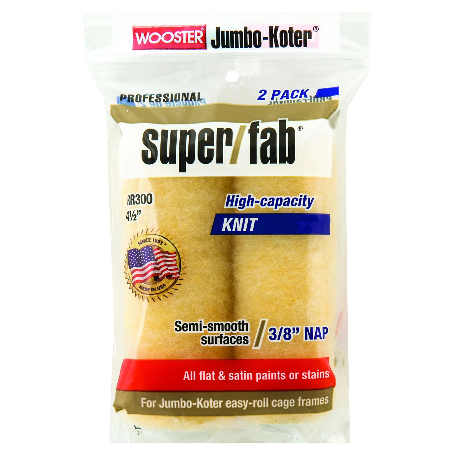 Wooster Super/Fab Knit 4 1/2 in. W X 3/8 in. Mini Paint Roller Cover 2 pk
