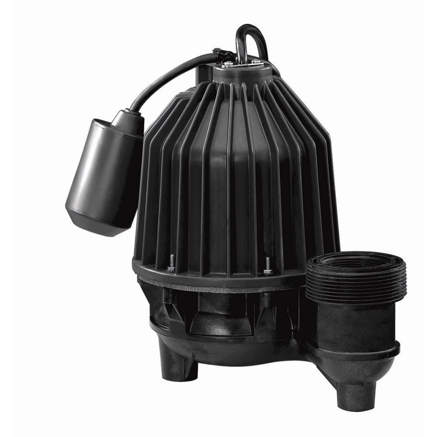 Sewage Pump, Submersible, Thermoplastic, 1/2-HP