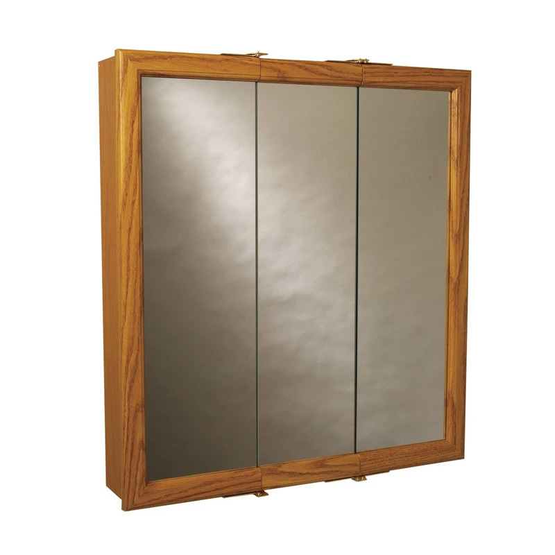 Zenna Home Oak Tri-view Surface Mount Medicine Cabinet 29.63" W X 25.57" H X 4.5" D