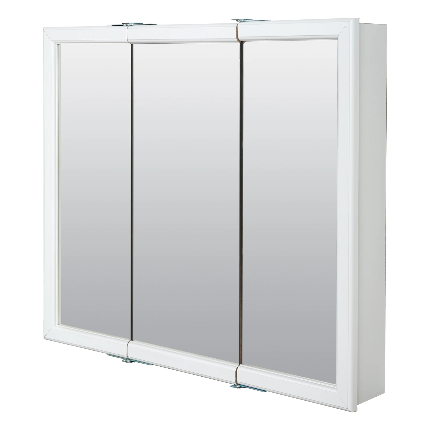 Tri-View Mirror Medicine Cabinet with White Frame, 30 Inches Wide